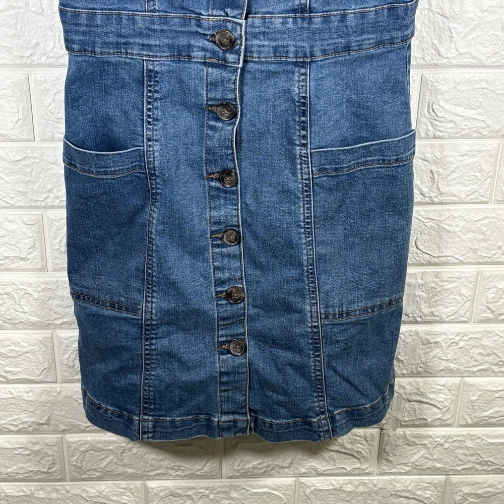 Aeropostale Womens Denim Dress Size Medium Blue Button Front Pockets - Picture 2 of 13
